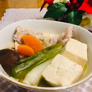 素朴♩白菜たっぷりの湯豆腐